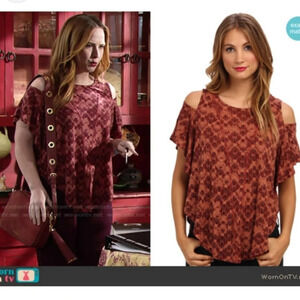 We The Free Abstract Printed Linen Blend Blouse As Seen On Young & Restless XS